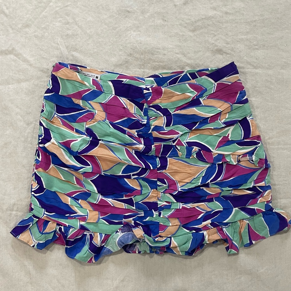 ~ZARA Ruffle Skirt Bright Multicolor~